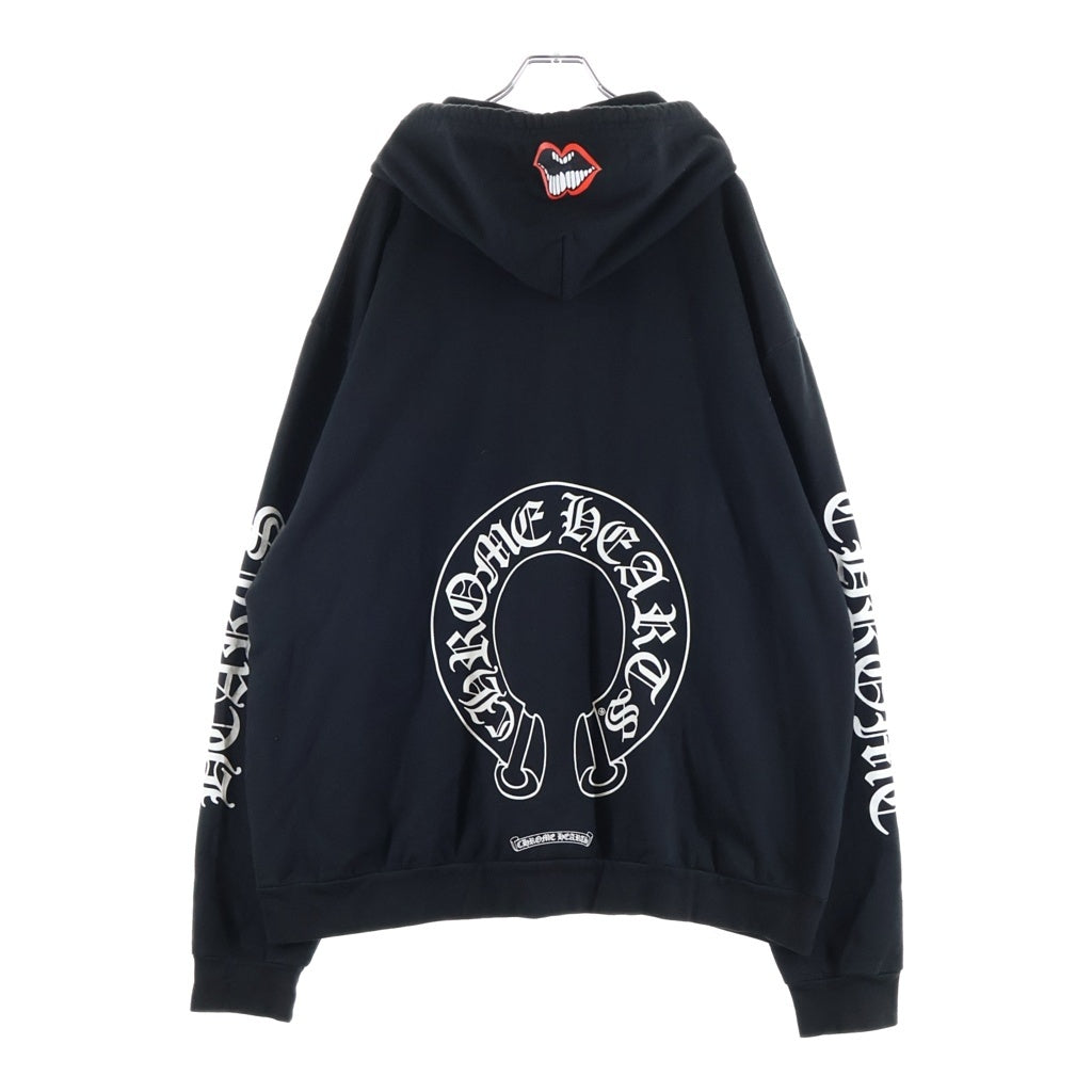 CHROME HEARTS(クロムハーツ) SWTSHRT PLVR バックチョンパーホースシュープリントプルオーバーパーカー ブラック