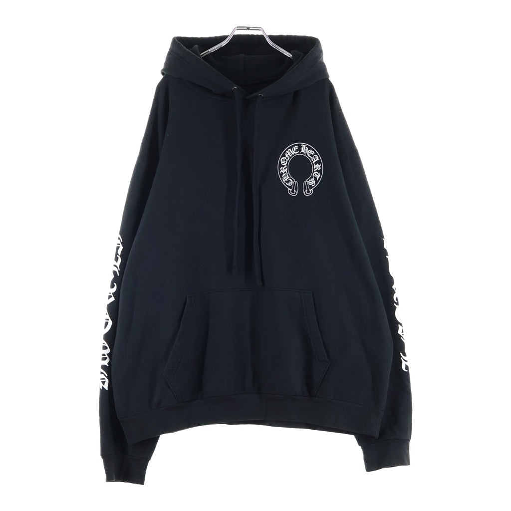 CHROME HEARTS(クロムハーツ) SWTSHRT PLVR バックチョンパーホースシュープリントプルオーバーパーカー ブラック