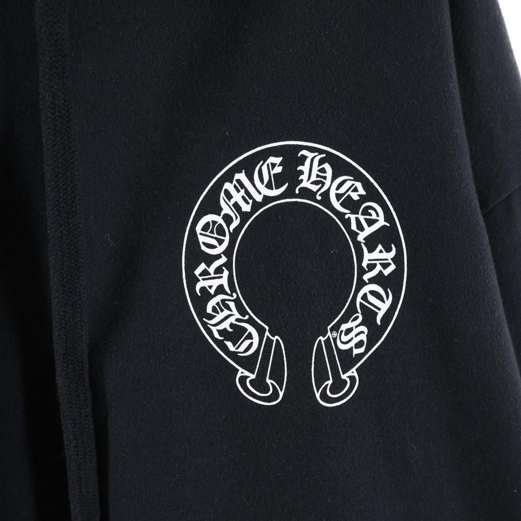 CHROME HEARTS(クロムハーツ) SWTSHRT PLVR バックチョンパーホースシュープリントプルオーバーパーカー ブラック