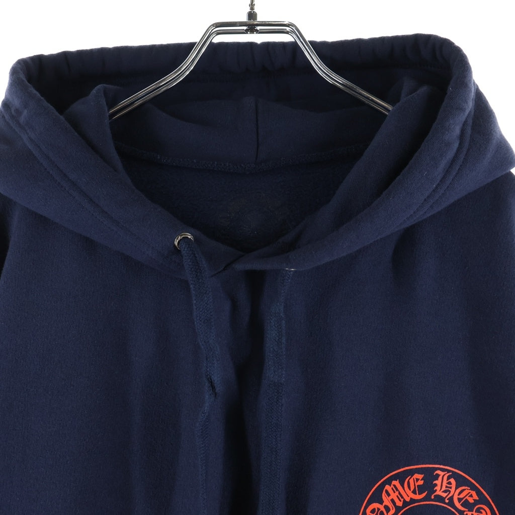 CHROME HEARTS(クロムハーツ) SWTSHRT HD PLVR バックホースシュー袖フローラルプリント プルオーバーパーカー フーディ ネイビー/レッド