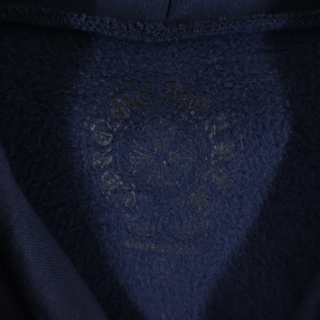 CHROME HEARTS(クロムハーツ) SWTSHRT HD PLVR バックホースシュー袖フローラルプリント プルオーバーパーカー フーディ ネイビー/レッド