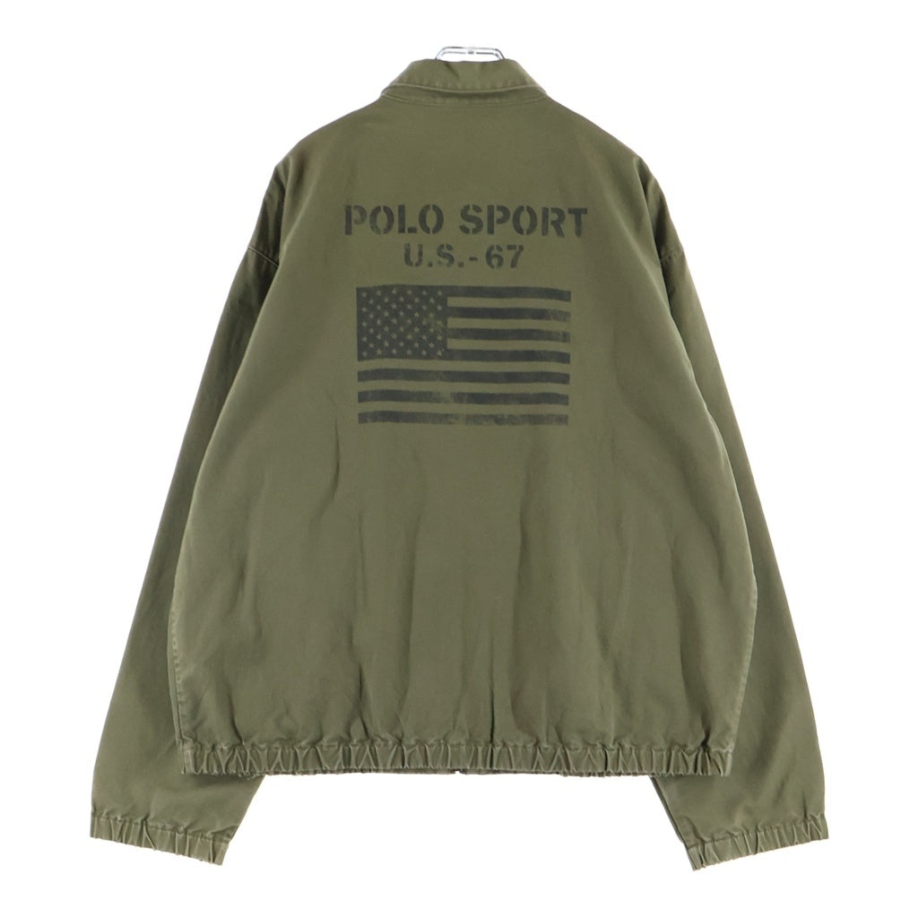 POLO SPORT RALPH LAUREN(ポロスポーツラルフローレン) 90s バック星条旗プリント コットンスイングトップ ジャケット カーキ