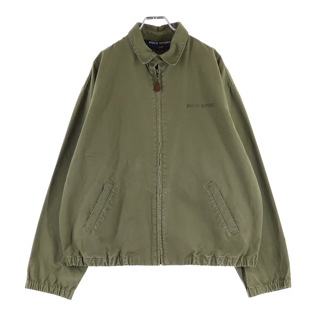 POLO SPORT RALPH LAUREN(ポロスポーツラルフローレン) 90s バック星条旗プリント コットンスイングトップ ジャケット カーキ