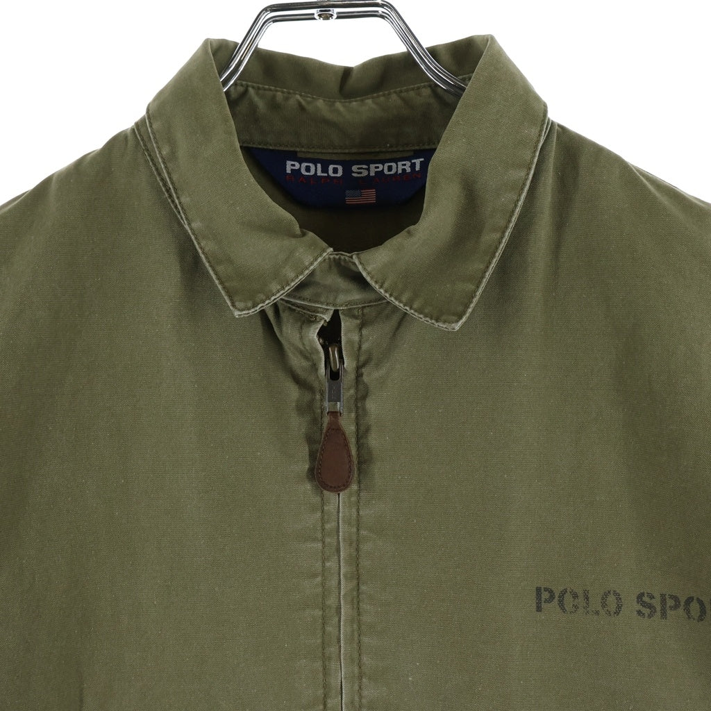 POLO SPORT RALPH LAUREN(ポロスポーツラルフローレン) 90s バック星条旗プリント コットンスイングトップ ジャケット カーキ