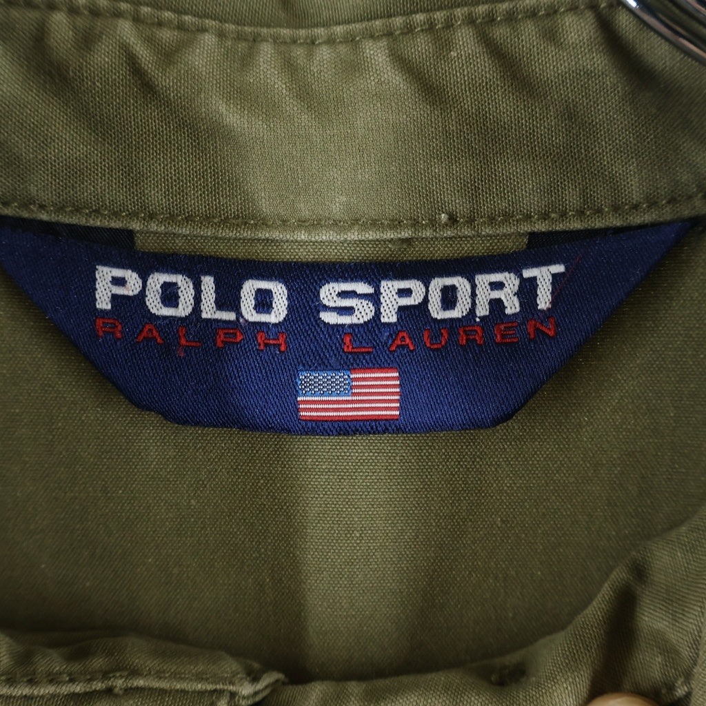 POLO SPORT RALPH LAUREN(ポロスポーツラルフローレン) 90s バック星条旗プリント コットンスイングトップ ジャケット カーキ