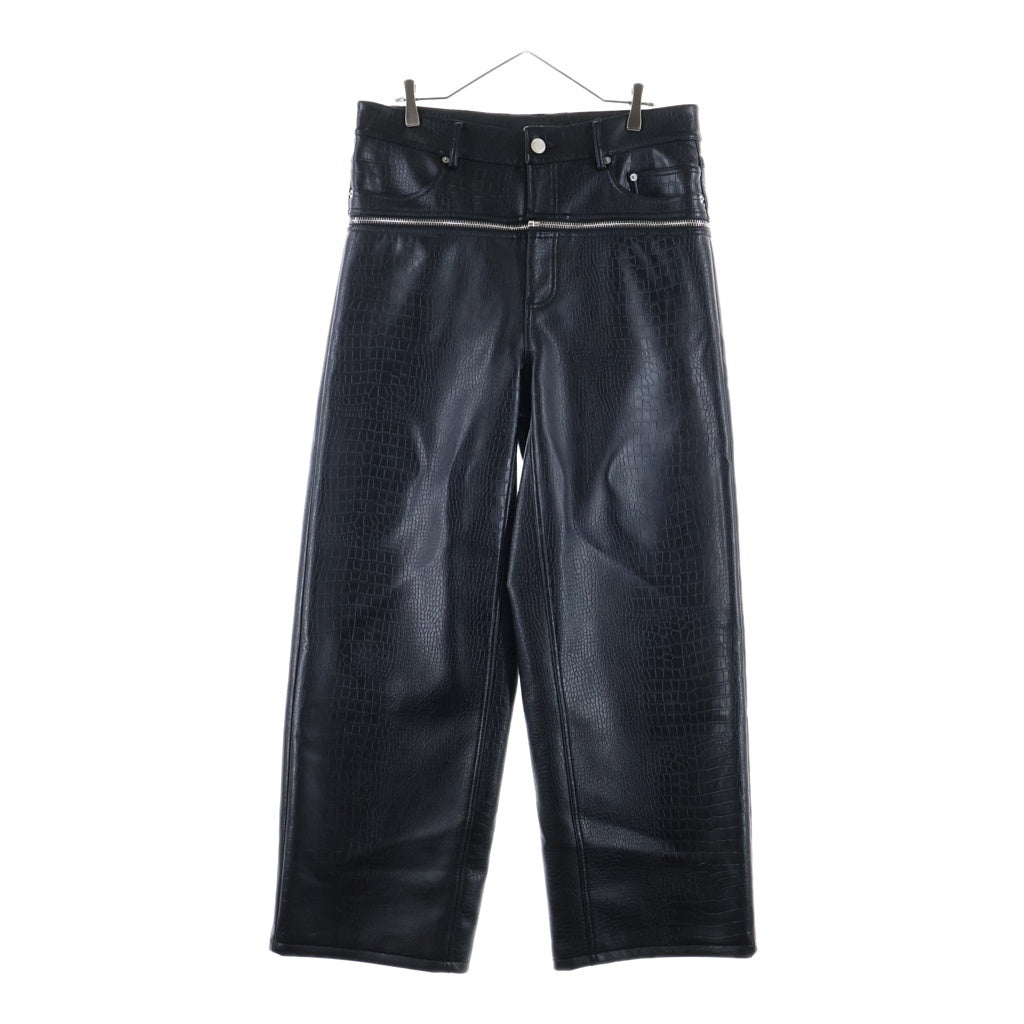 NO BRAND(ノーブランド) GOAR ARCHIVE（ゴアアーカイブ）MATTE BLACK CROCO ZIPPER PANTS クロコ マットレザー ウェストジッパーパンツ ブラック