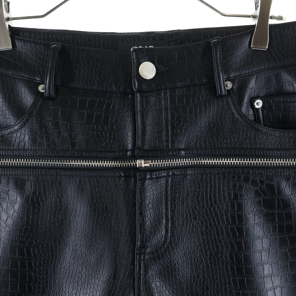 NO BRAND(ノーブランド) GOAR ARCHIVE（ゴアアーカイブ）MATTE BLACK CROCO ZIPPER PANTS クロコ マットレザー ウェストジッパーパンツ ブラック