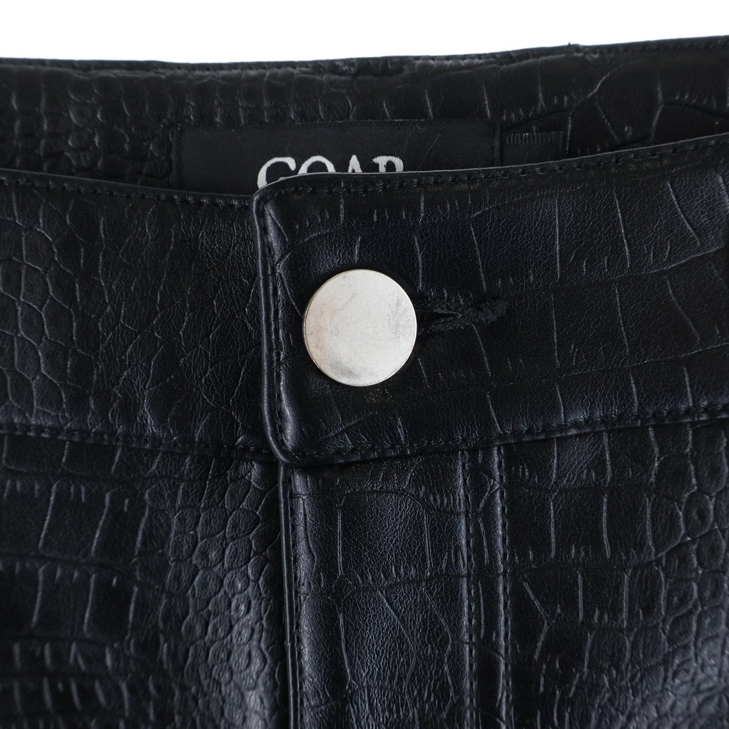 NO BRAND(ノーブランド) GOAR ARCHIVE（ゴアアーカイブ）MATTE BLACK CROCO ZIPPER PANTS クロコ マットレザー ウェストジッパーパンツ ブラック