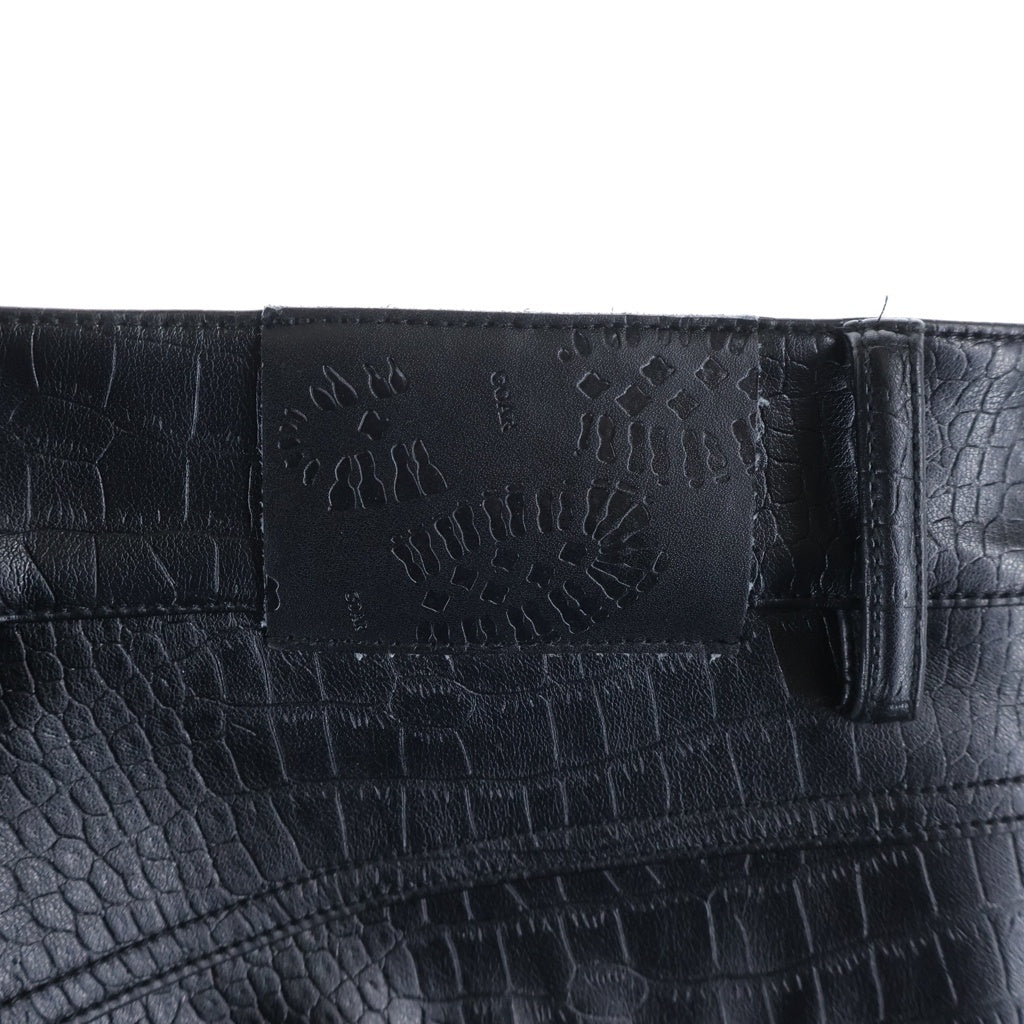 NO BRAND(ノーブランド) GOAR ARCHIVE（ゴアアーカイブ）MATTE BLACK CROCO ZIPPER PANTS クロコ マットレザー ウェストジッパーパンツ ブラック