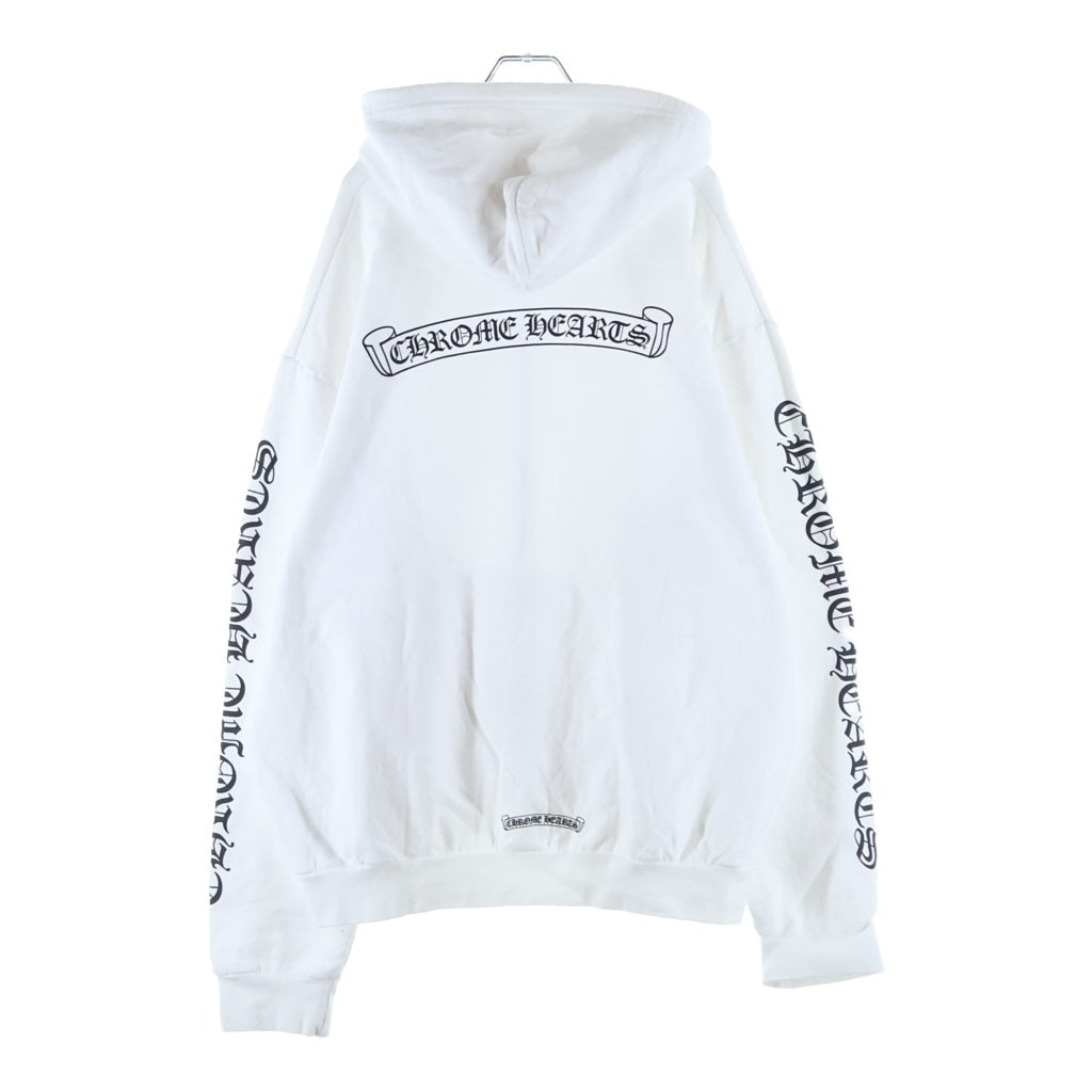 CHROME HEARTS(クロムハーツ) SWTSHRT HD ZIP 袖ロゴバックスクロールジップアップパーカー ホワイト/ブラック