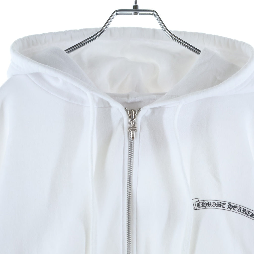 CHROME HEARTS(クロムハーツ) SWTSHRT HD ZIP 袖ロゴバックスクロールジップアップパーカー ホワイト/ブラック