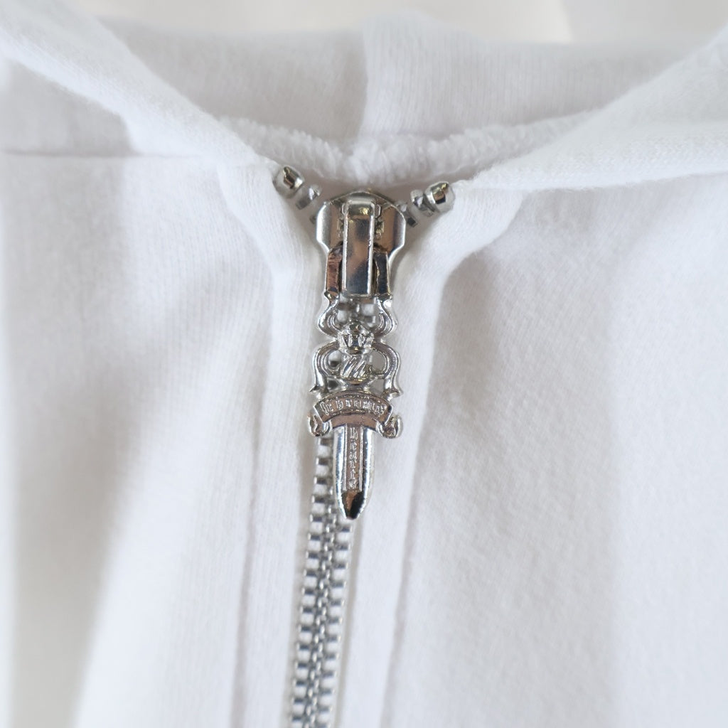 CHROME HEARTS(クロムハーツ) SWTSHRT HD ZIP 袖ロゴバックスクロールジップアップパーカー ホワイト/ブラック