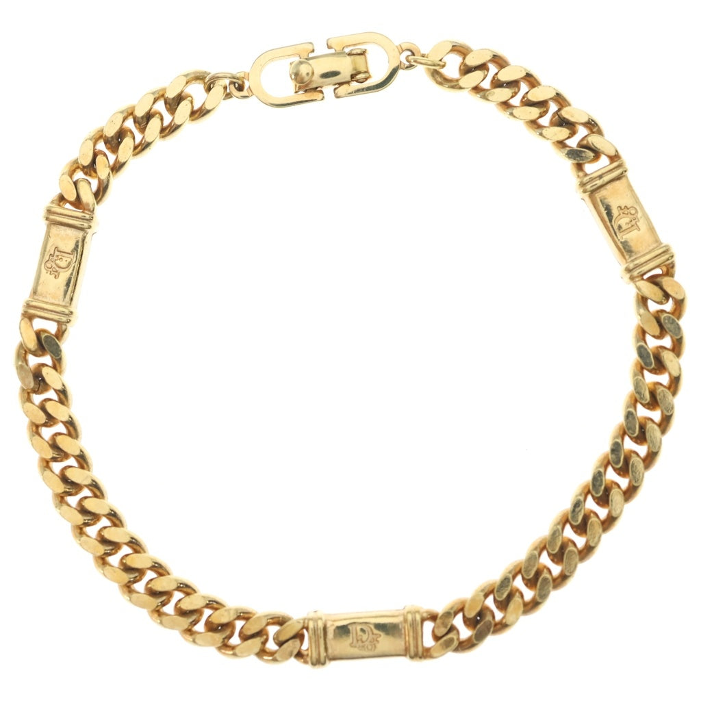 Christian Dior(クリスチャンディオール) 喜平チェーン ロゴプレート ロゴブレスレット ゴールド レディース