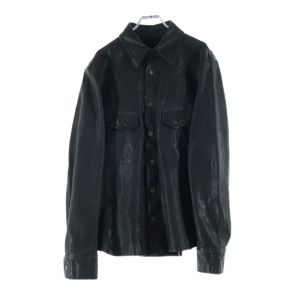 Yohji Yamamoto POUR HOMME(ヨウジヤマモト プールオム) ×バックラッシュ ステアファニチャーレザー ミモザ染め 二重ラペルジャケット HK-B99-704-1-03