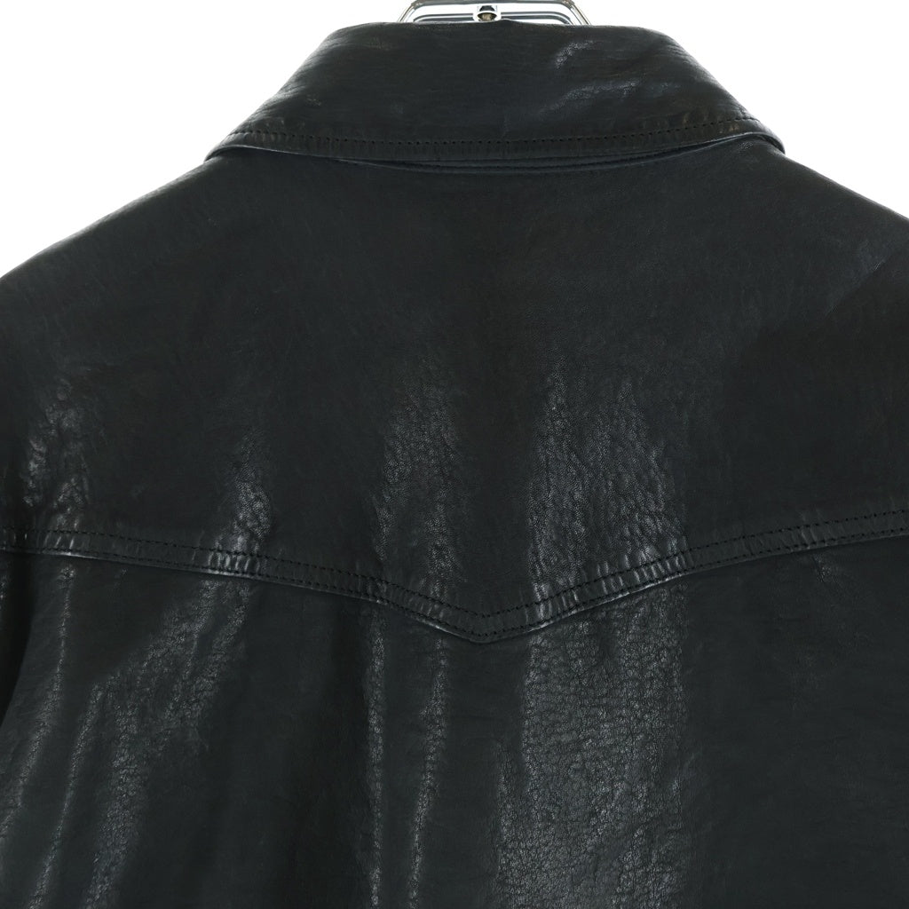 Yohji Yamamoto POUR HOMME(ヨウジヤマモト プールオム) ×バックラッシュ ステアファニチャーレザー ミモザ染め 二重ラペルジャケット HK-B99-704-1-03