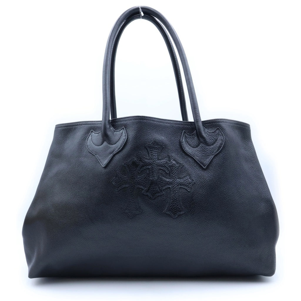 CHROME HEARTS(クロムハーツ) DBL SNAP TOTE ダブルスナップ トートバッグ セメタリークロスパッチ レザー ブラック