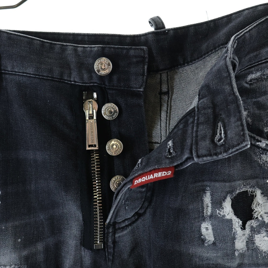 DSQUARED2(ディースクエアード) 21AW SKATER JEAN ダメージ加工 スキニージーンズ デニムパンツ ブラック S74LB0997