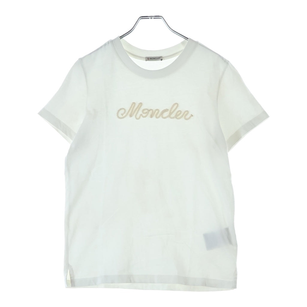 MONCLER(モンクレール) MAGLIA MANICA CORTA ロープ風ロゴ 半袖Tシャツ カットソー ホワイト レディース L10938C00051 89AUG