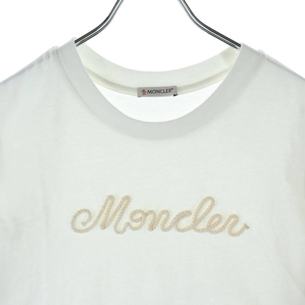 MONCLER(モンクレール) MAGLIA MANICA CORTA ロープ風ロゴ 半袖Tシャツ カットソー ホワイト レディース L10938C00051 89AUG