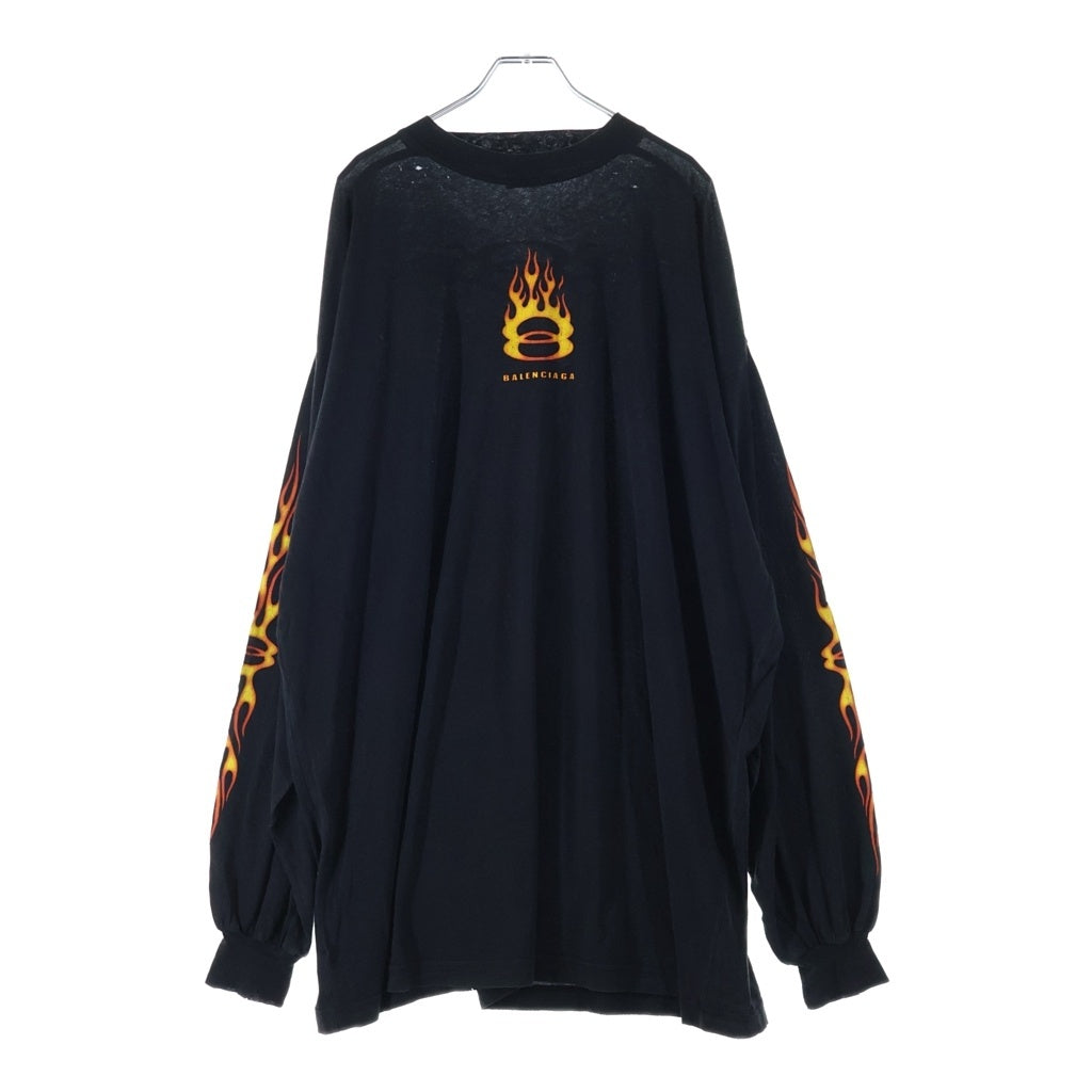 BALENCIAGA(バレンシアガ) バーニングユニティロゴ ダメージ加工 長袖Tシャツ カットソー ブラック 796917 TQVW6