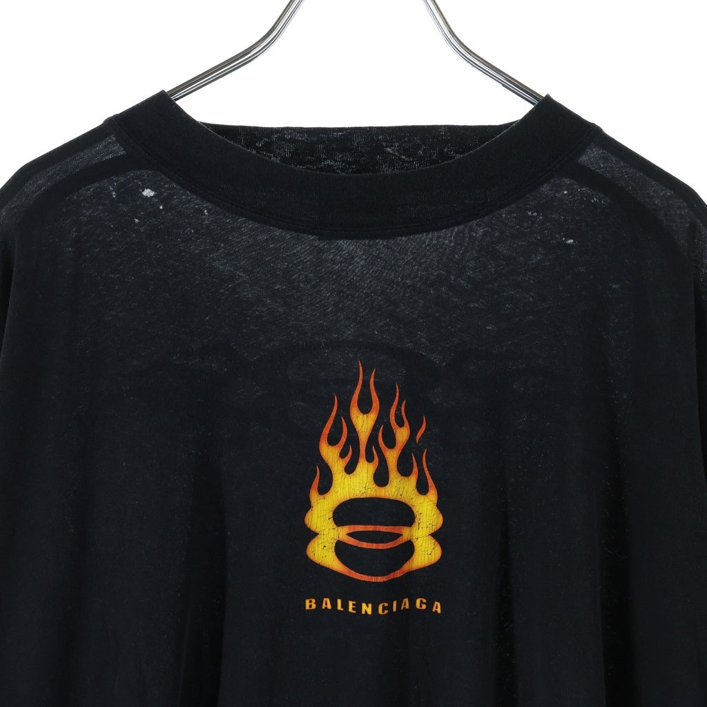 BALENCIAGA(バレンシアガ) バーニングユニティロゴ ダメージ加工 長袖Tシャツ カットソー ブラック 796917 TQVW6