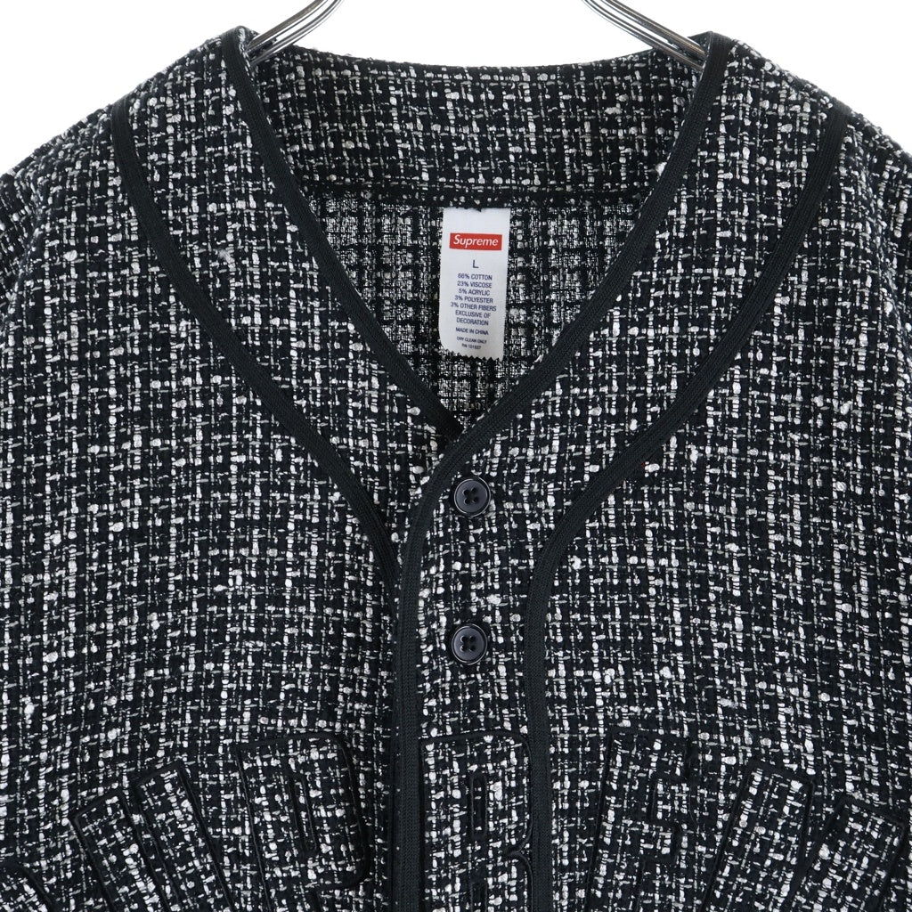 SUPREME(シュプリーム) 25SS Boucle Baseball Jersey ブークレ 半袖ベースボールシャツ ツイード ブラック