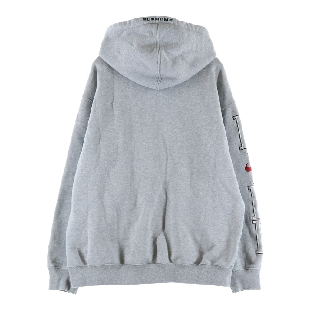 SUPREME(シュプリーム) 24SS × NIKE Swoosh Hooded Sweatshirt 袖スウッシュロゴ刺繍 プルオーバー パーカー グレー FQ0759-063