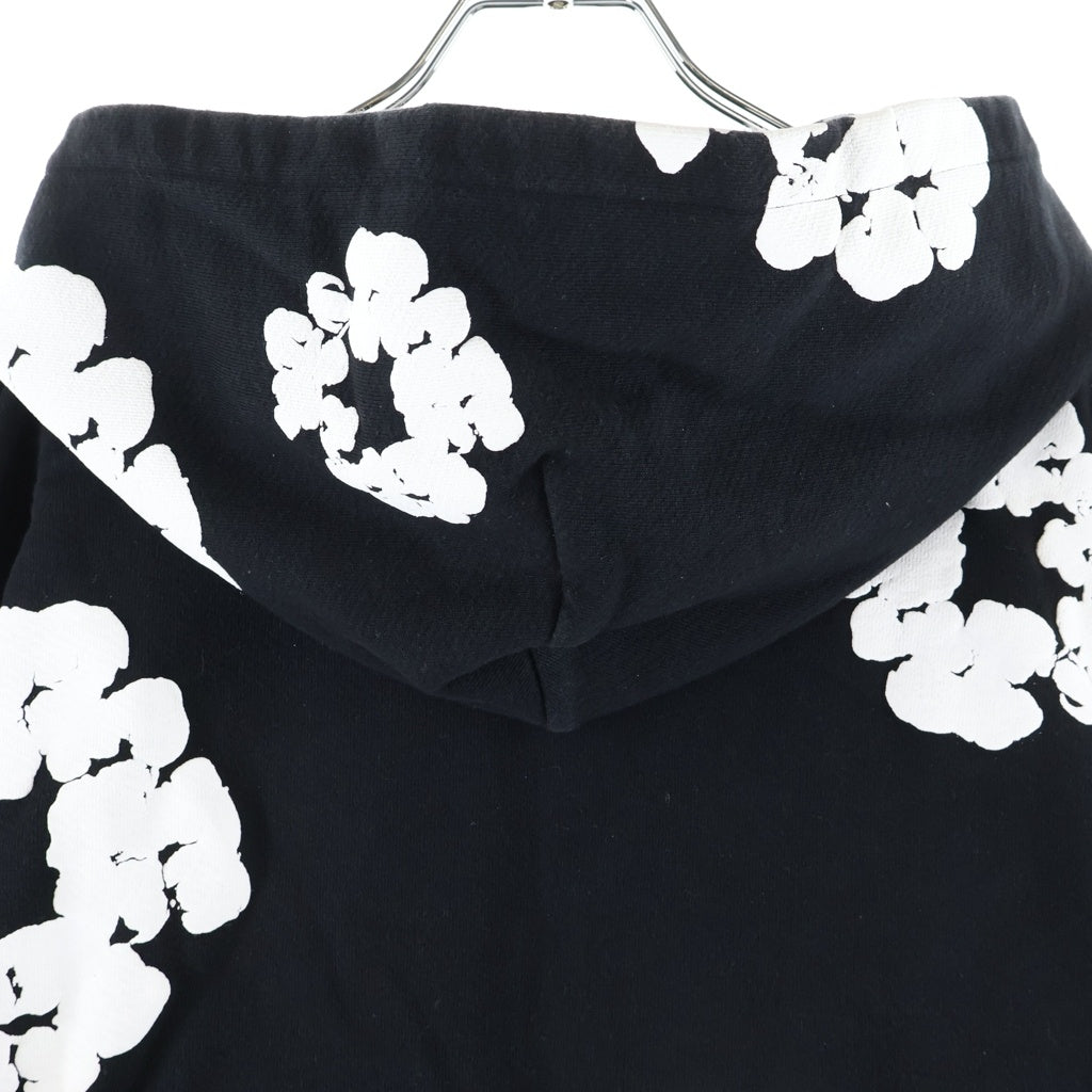 DENIM TEARS(デニムティアーズ) Cotton Wreath PullOver Hoodie コットン フラワー プルオーバーパーカー ブラック/ホワイト