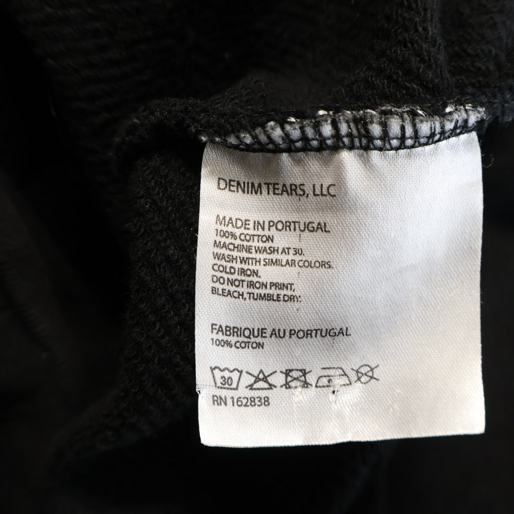 DENIM TEARS(デニムティアーズ) Cotton Wreath PullOver Hoodie コットン フラワー プルオーバーパーカー ブラック/ホワイト