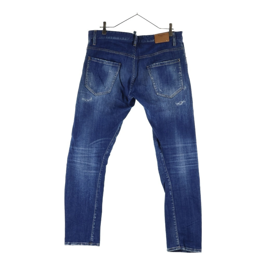 DSQUARED2(ディースクエアード) 23SS Sexy Twist Jean クラッシュリペア加工 スキニー ストレッチ デニムパンツ インディゴ S74LB1265 S30342