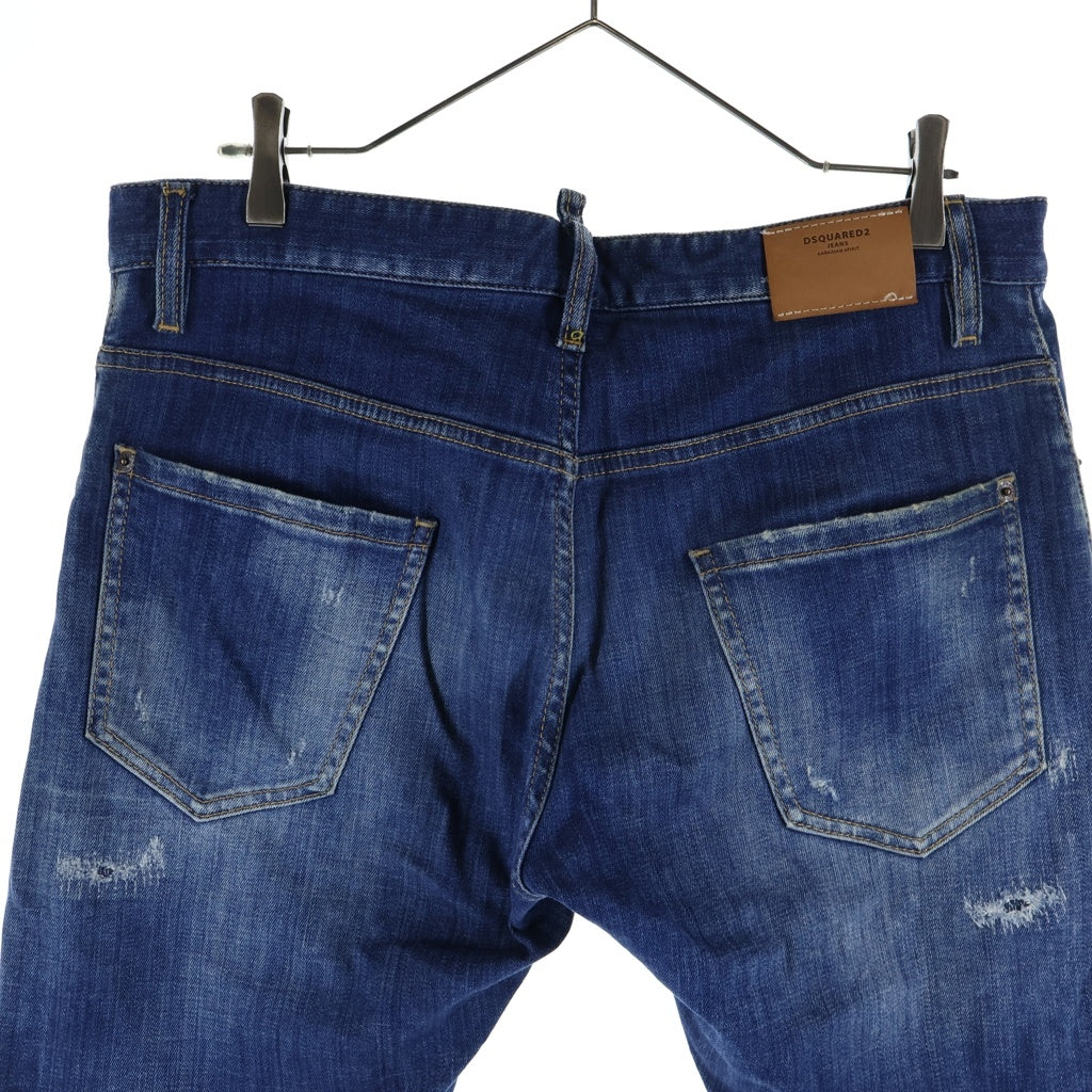 DSQUARED2(ディースクエアード) 23SS Sexy Twist Jean クラッシュリペア加工 スキニー ストレッチ デニムパンツ インディゴ S74LB1265 S30342