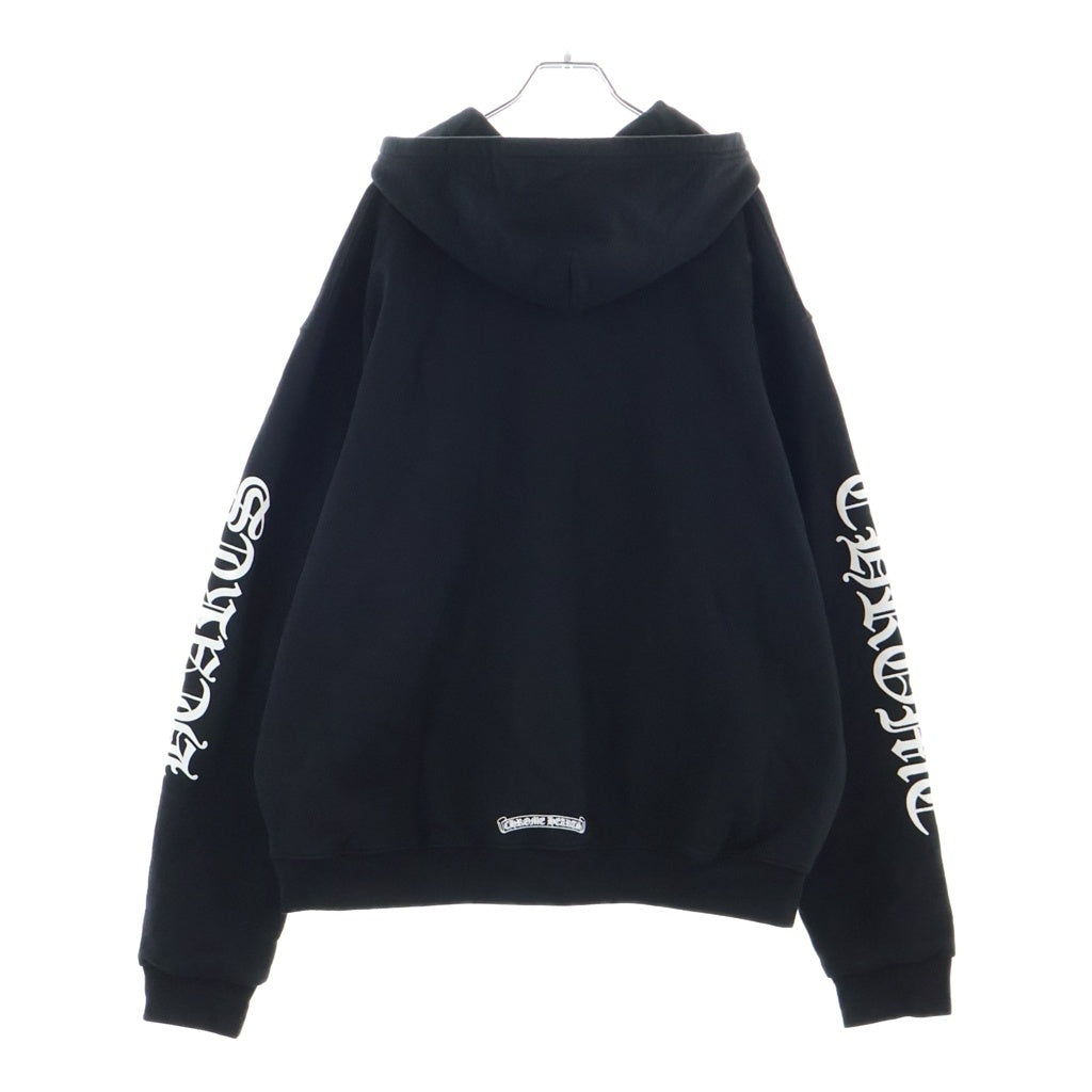 CHROME HEARTS(クロムハーツ) THERMAL SWTSHRT HD ZIP 裏地サーマル ロゴプリント ダガージップアップパーカー フーディー ブラック