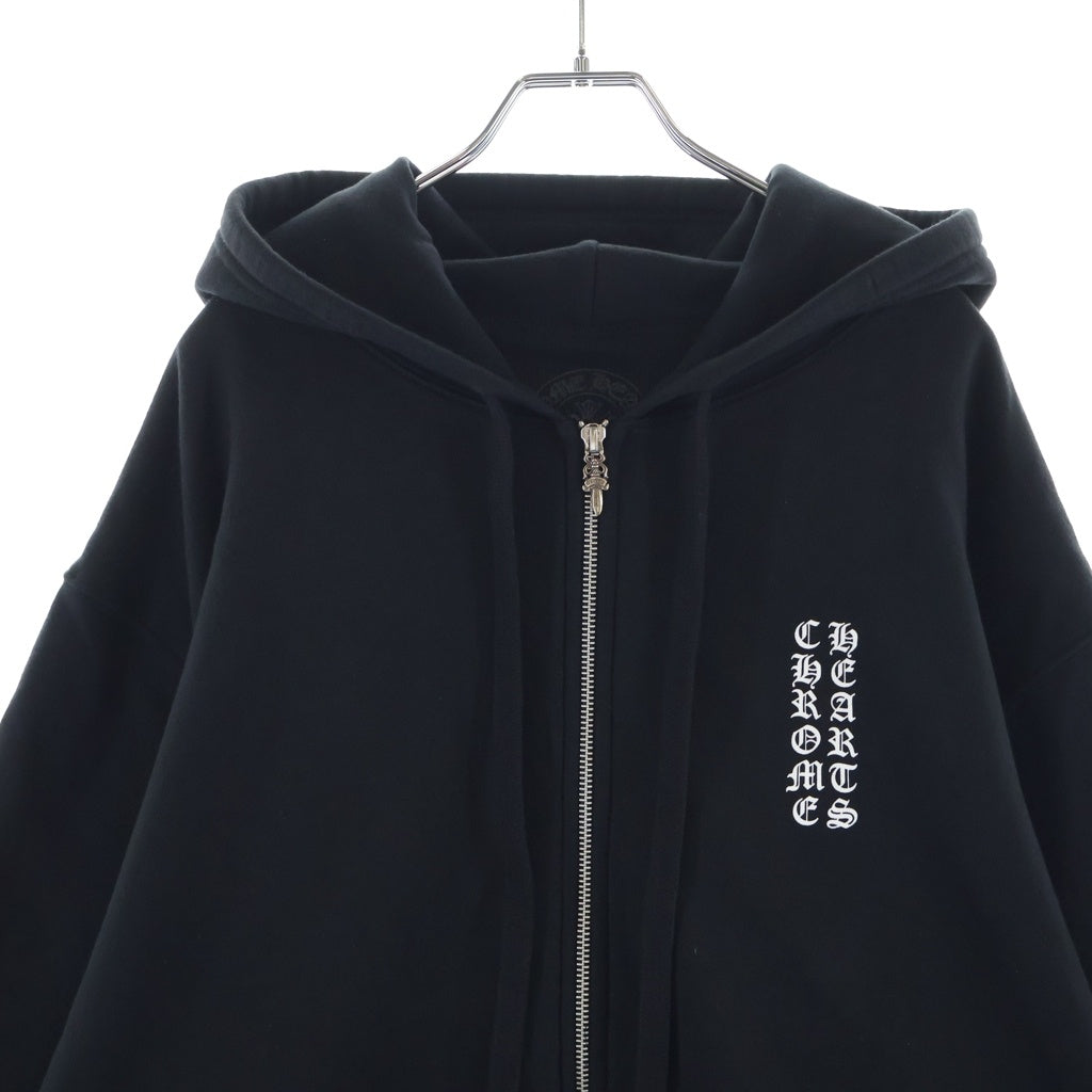 CHROME HEARTS(クロムハーツ) THERMAL SWTSHRT HD ZIP 裏地サーマル ロゴプリント ダガージップアップパーカー フーディー ブラック