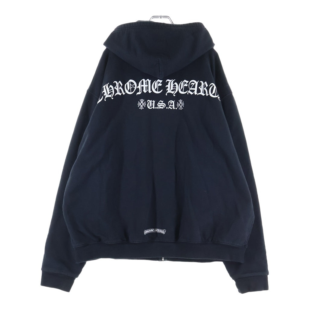 CHROME HEARTS(クロムハーツ) SWTSHIRT HD ZIP バックアーチロゴ 裏地サーマルジップパーカー ブラック