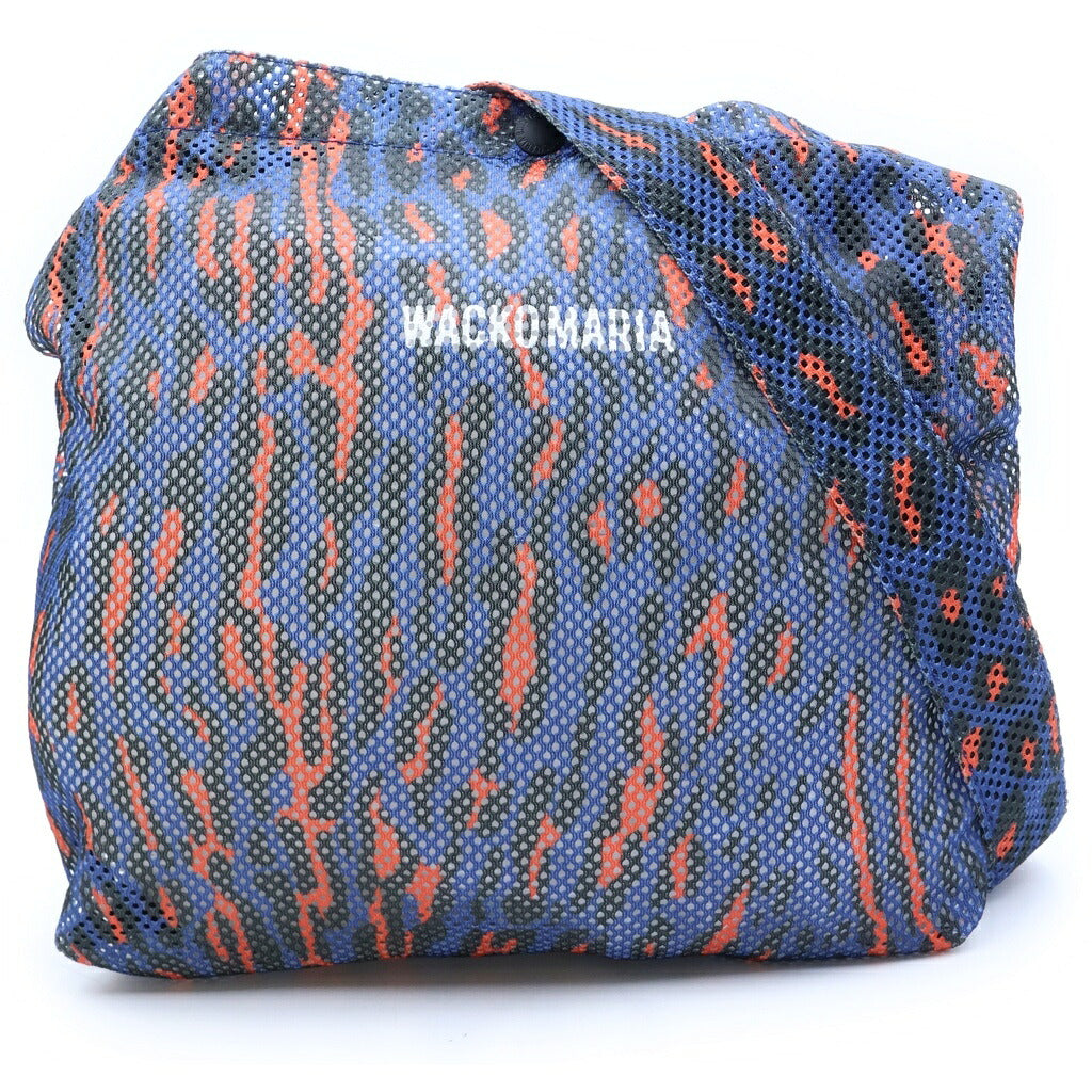 WACKO MARIA(ワコマリア) ×SPEAK EASY LEOPARD SHOULDER BAG スピークイージー レオパード柄 メッシュ ショルダーバッグ ネイビー/オレンジ 25SS-WMA-BG04