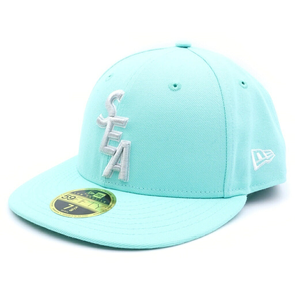 WIND AND SEA(ウィンダンシー) ×NEW ERA ×It's a living Low Profile 59 FIFTY CAP プロフィール59 フィフティーキャップ 両面ロゴ刺繍 ベースボールキャップ 帽子 ライトブルー