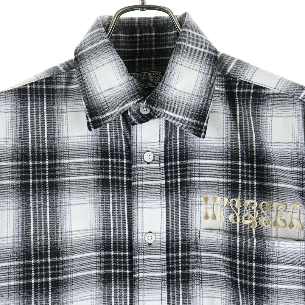 WIND AND SEA(ウィンダンシー) × HYSTERIC GLAMOUR CHECK SHIRT ヒステリックグラマー フランネルチェック 長袖シャツ ブラック/ホワイト WDS-C-HYS-24-Q2-05
