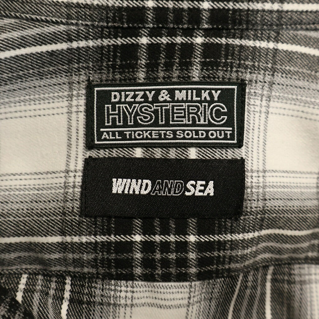 WIND AND SEA(ウィンダンシー) × HYSTERIC GLAMOUR CHECK SHIRT ヒステリックグラマー フランネルチェック 長袖シャツ ブラック/ホワイト WDS-C-HYS-24-Q2-05