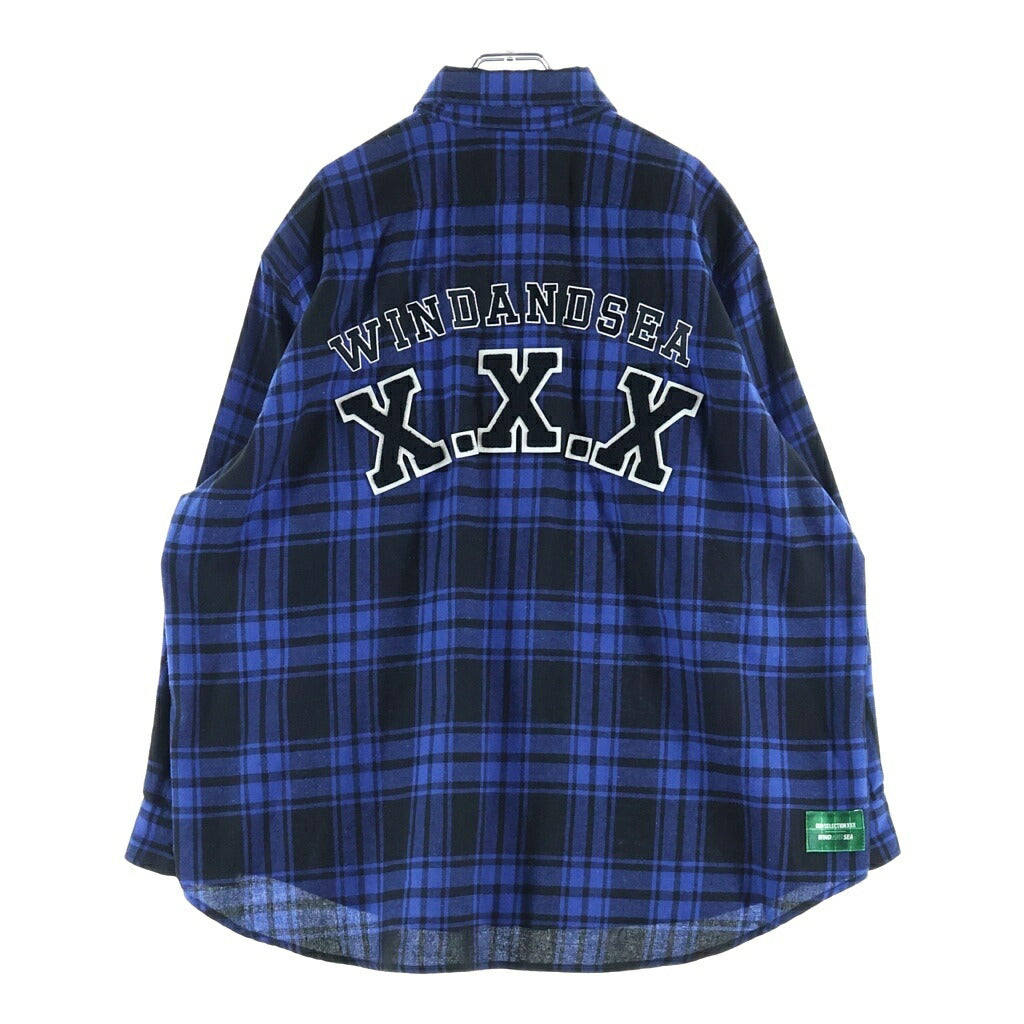 WIND AND SEA(ウィンダンシー) × GOD SELECTION XXX CHECK SHIRT フランネルチェック 長袖シャツ ブルー WDS-XXX-21A-05