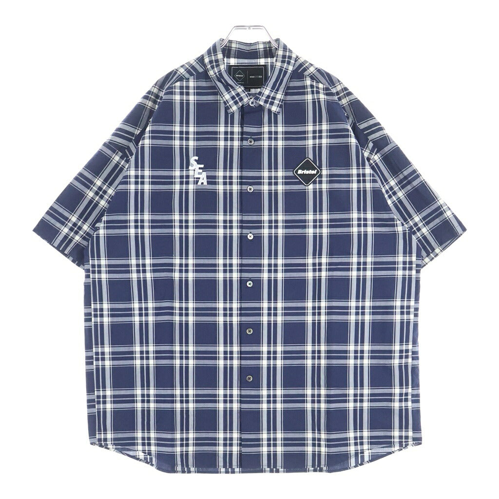 F.C.R.B./F.C.Real Bristol/FCRB(エフシーアールビー/エフシーレアルブリストル) 22SS × WIND AND BRISTOL SEA S/S BAGGY SHIRT ウィンダンシー 半袖チェックシャツ ネイビー FCRB-220153