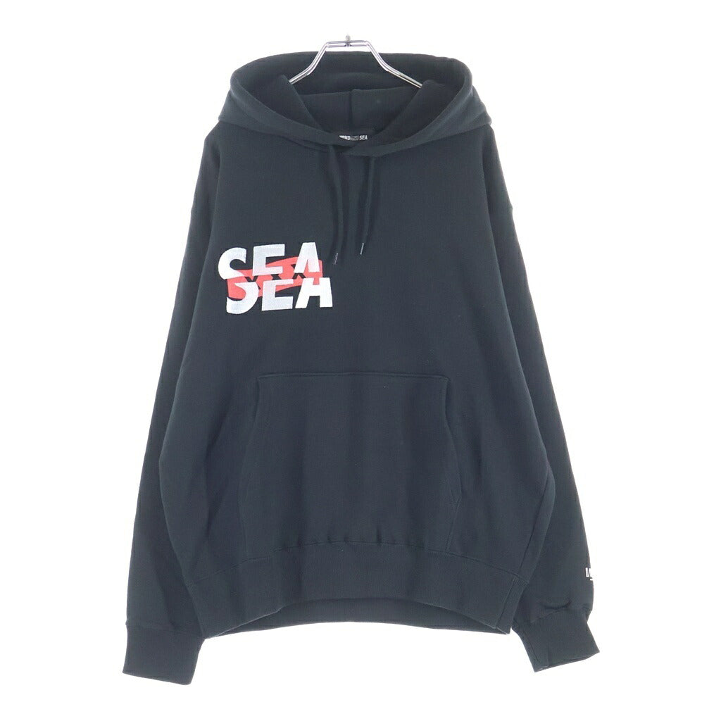 WIND AND SEA(ウィンダンシー) × GOD SELECTION XXX ゴッドセレクショントリプルエックス ロゴプリント フーディー スウェット プルオーバーパーカー ブラック WDS-XXX-SP-07