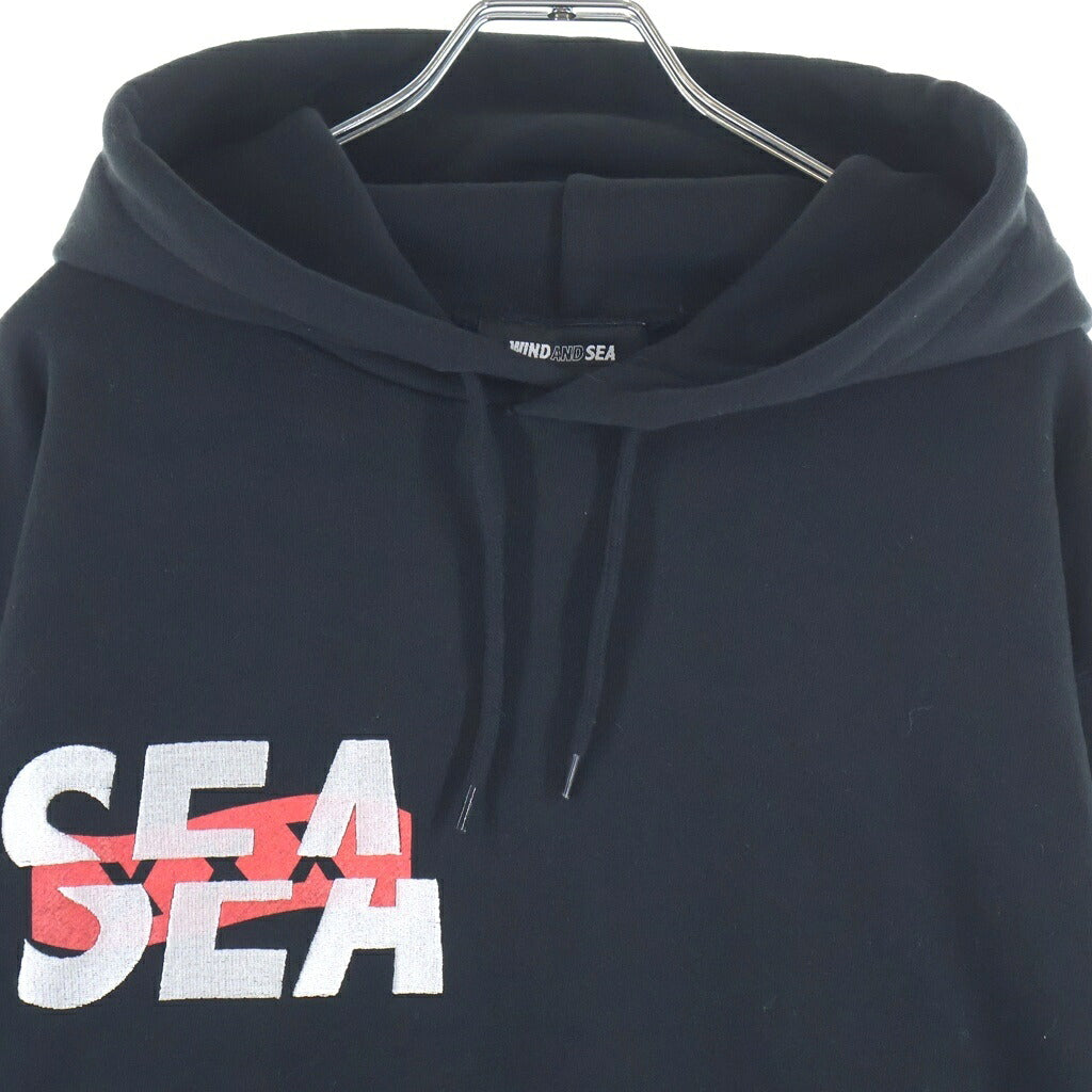 WIND AND SEA(ウィンダンシー) × GOD SELECTION XXX ゴッドセレクショントリプルエックス ロゴプリント フーディー スウェット プルオーバーパーカー ブラック WDS-XXX-SP-07