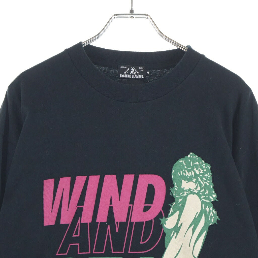 HYSTERIC GLAMOUR(ヒステリックグラマー) 20AW×WIND AND SEA 長袖カットソー フロントロゴ 袖プリント ブラック 02203CL14