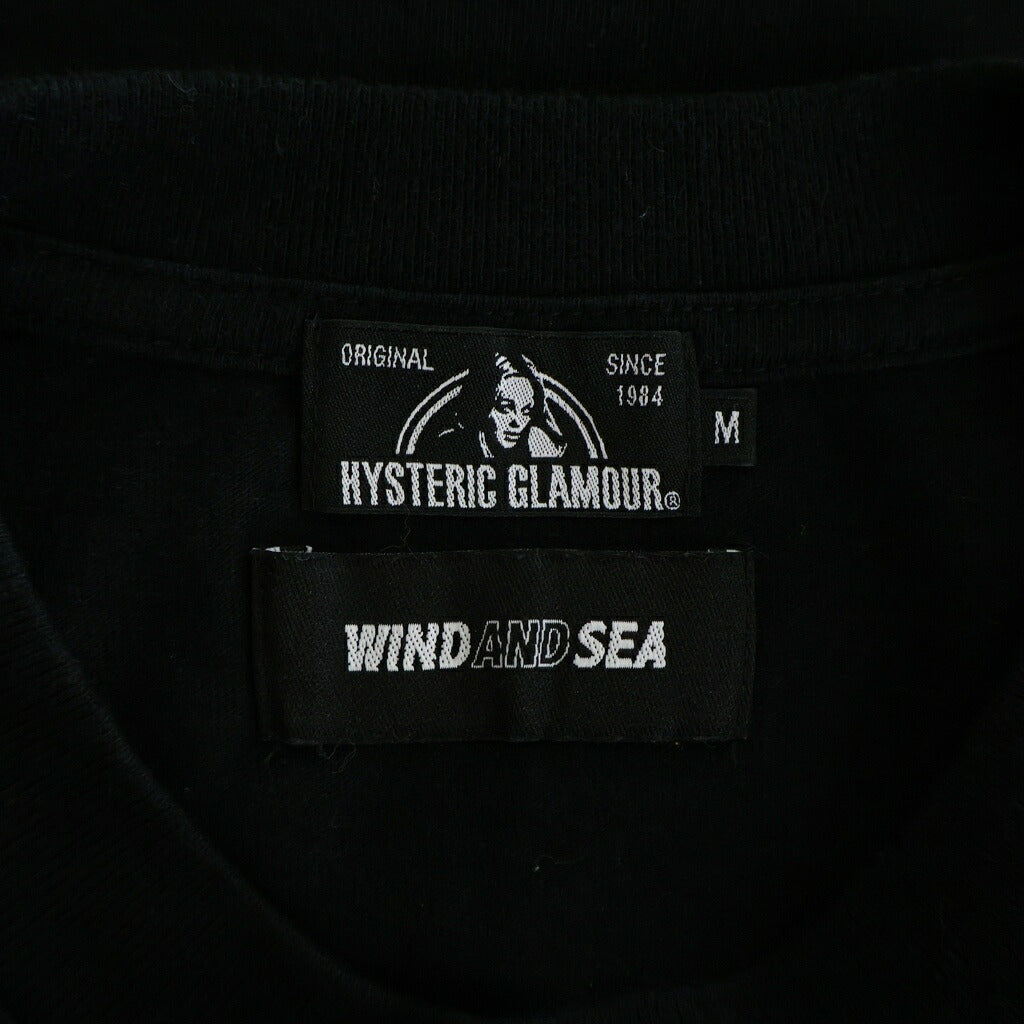 HYSTERIC GLAMOUR(ヒステリックグラマー) 20AW×WIND AND SEA 長袖カットソー フロントロゴ 袖プリント ブラック 02203CL14