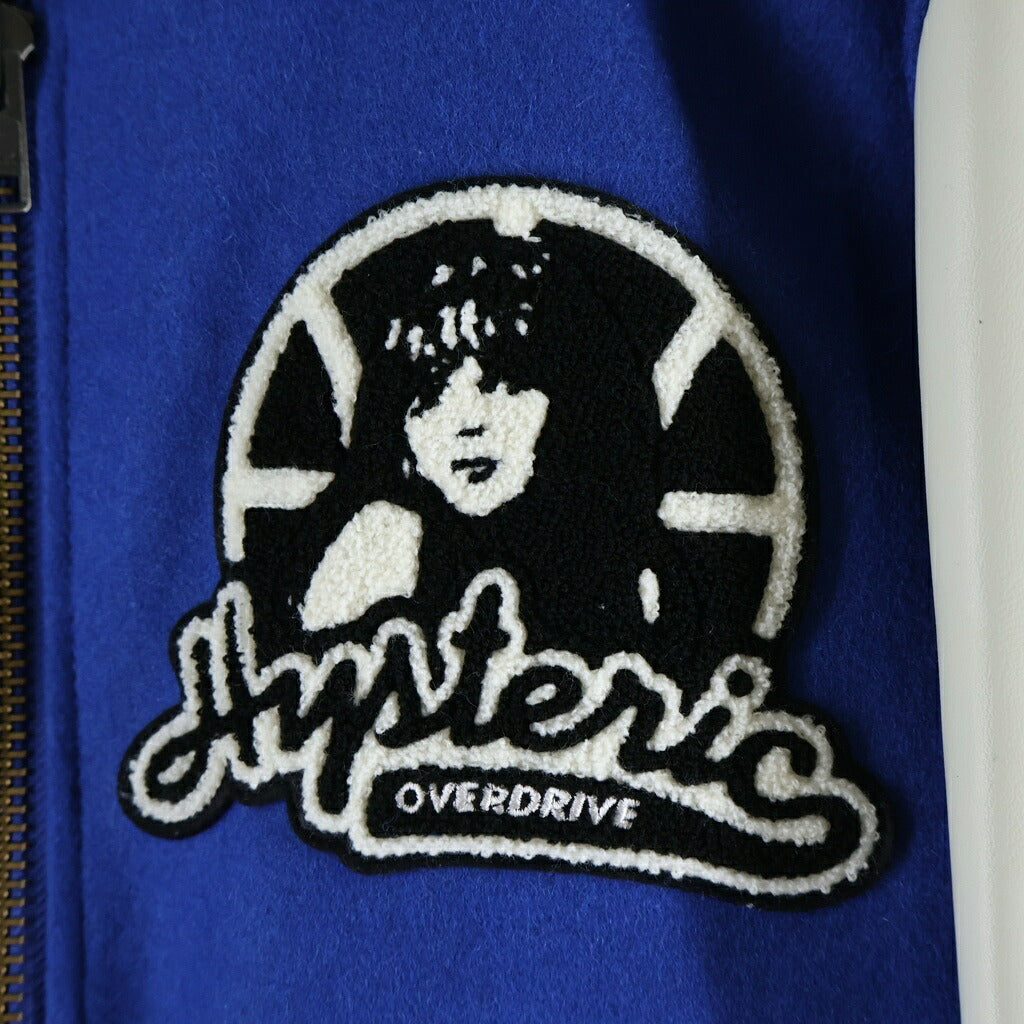 WIND AND SEA(ウィンダンシー) 20AW×HYSTERIC GLAMOUR Stadium Jacket スタジャン 袖カウレザー ガールワッペン ブルー WDS-HYS-2-01