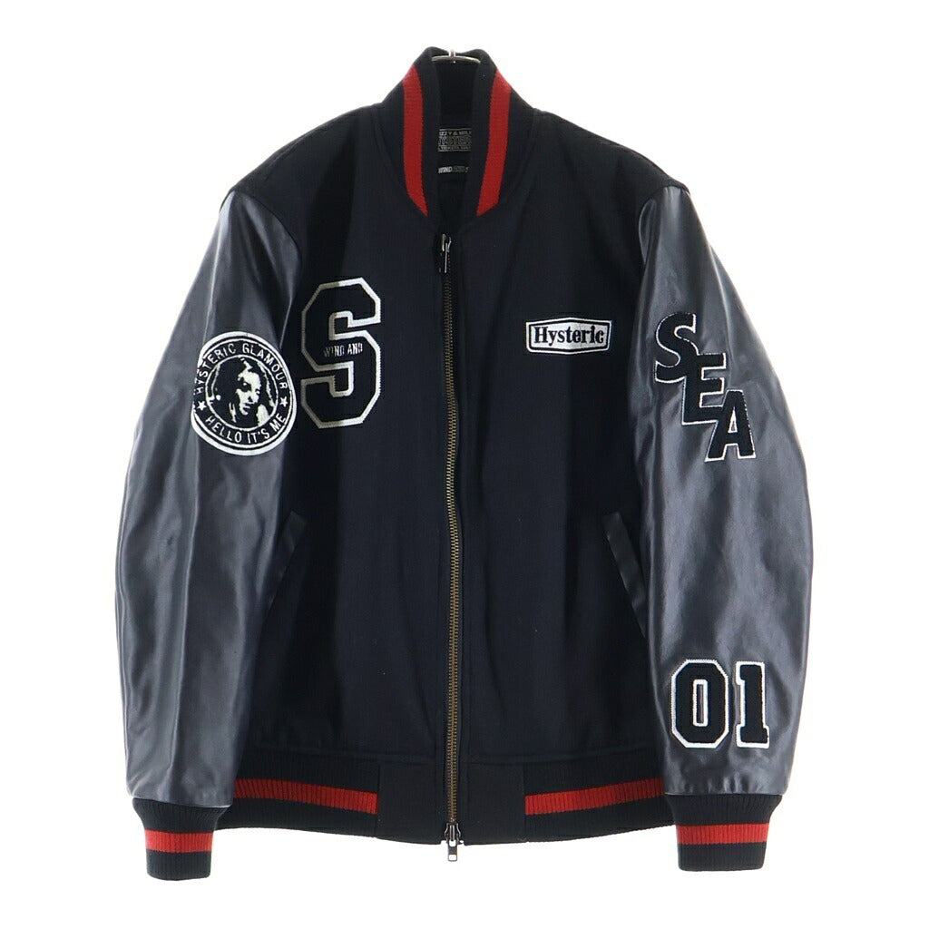 WIND AND SEA(ウィンダンシー) 22AW×WIND AND SEA VARSITY JACKET ヴァーシティージャケット スタジャン ロゴパッチ ブラック WDS-C-HYS-23-AP-Q1-01
