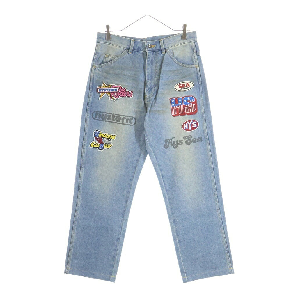 WIND AND SEA(ウィンダンシー) × HYSTERIC GLAMOUR DENIM PANTS ヒステリックグラマー パッチ付き デニムパンツ インディゴ WDS-C-HYS-24-Q2-04