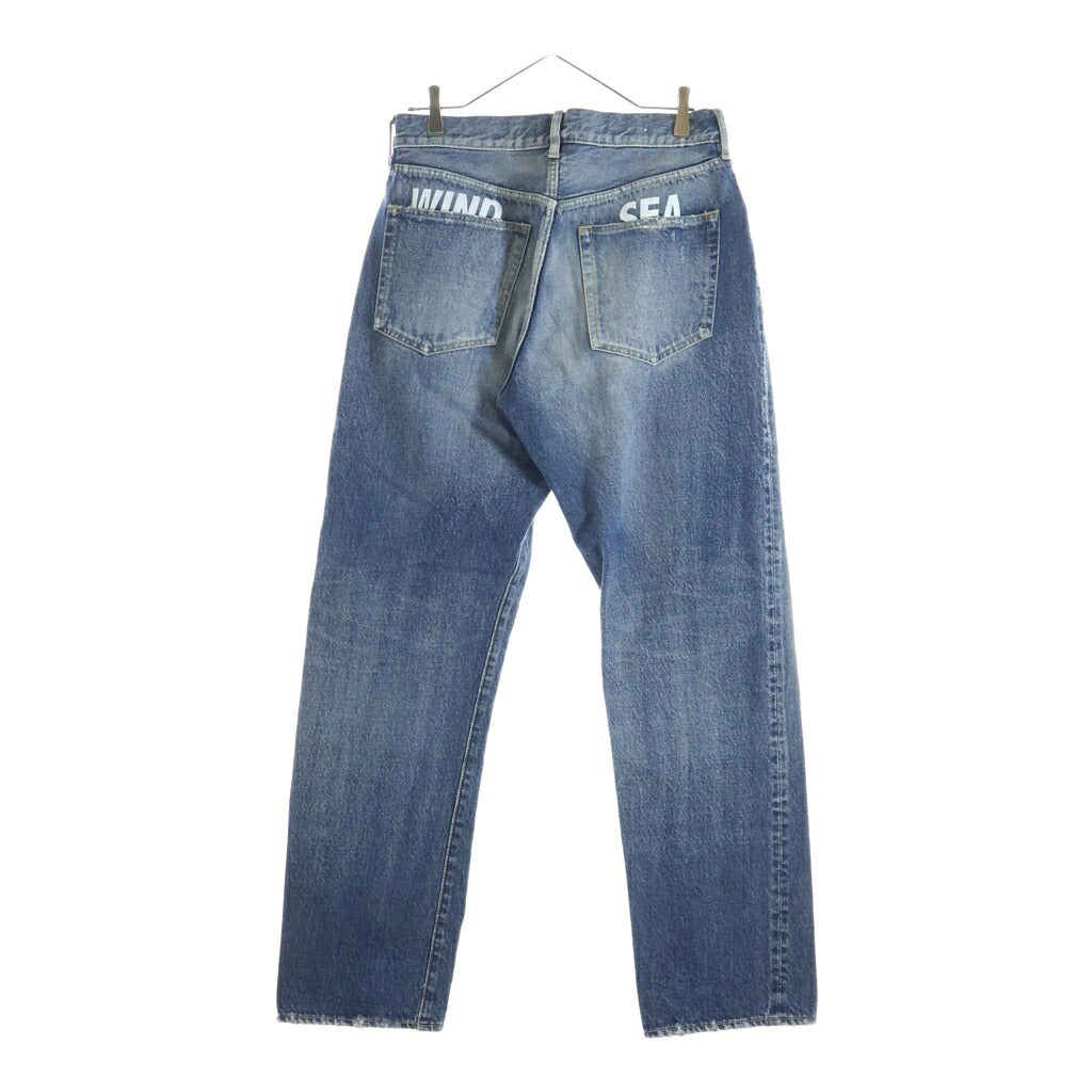 WIND AND SEA(ウィンダンシー) × MINEDENIM L.Straight 5pocket USS マインデニム ダメージ加工 デニムパンツ インディゴ 24MND-WAS002-86-322