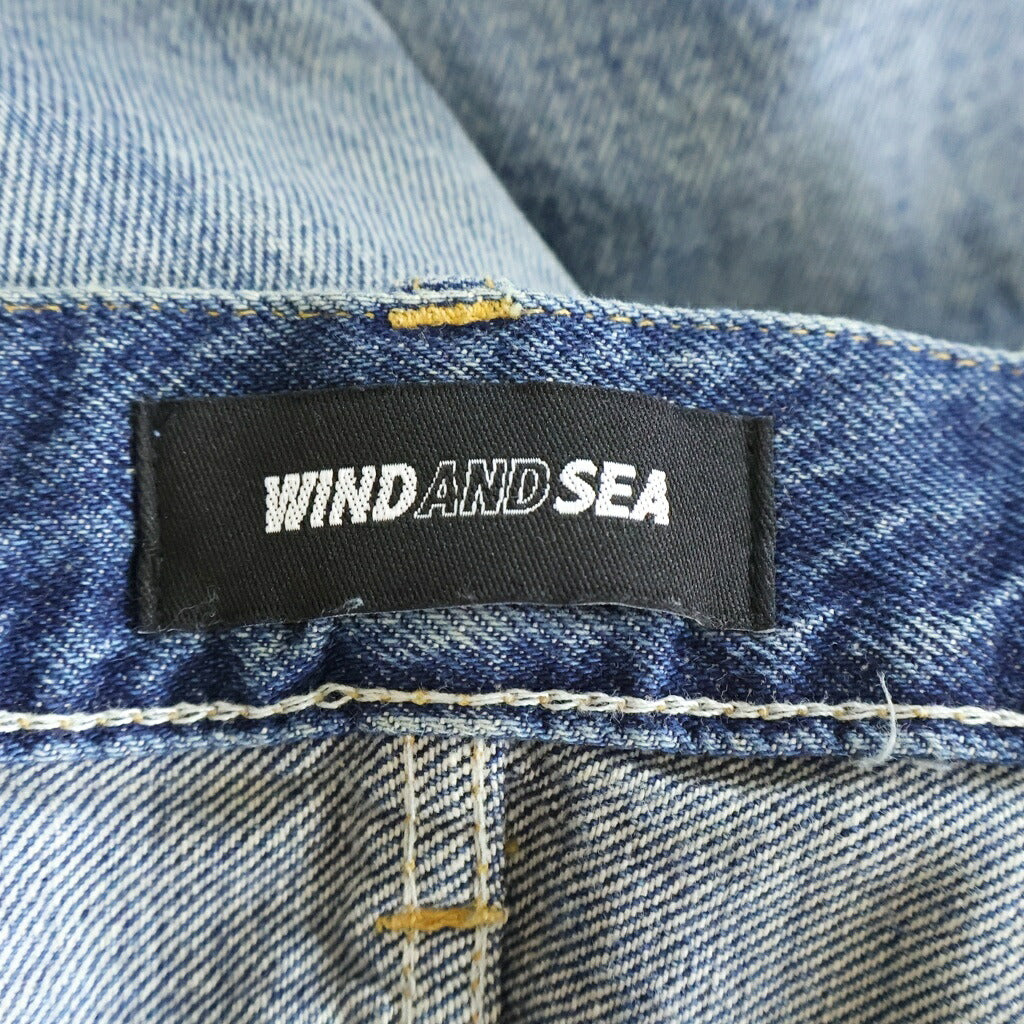 WIND AND SEA(ウィンダンシー) × MINEDENIM L.Straight 5pocket USS マインデニム ダメージ加工 デニムパンツ インディゴ 24MND-WAS002-86-322