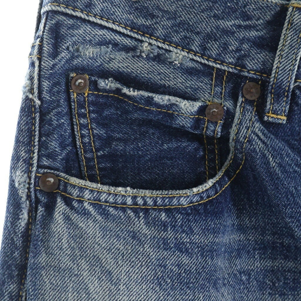 WIND AND SEA(ウィンダンシー) × MINEDENIM L.Straight 5pocket USS マインデニム ダメージ加工 デニムパンツ インディゴ 24MND-WAS002-86-302